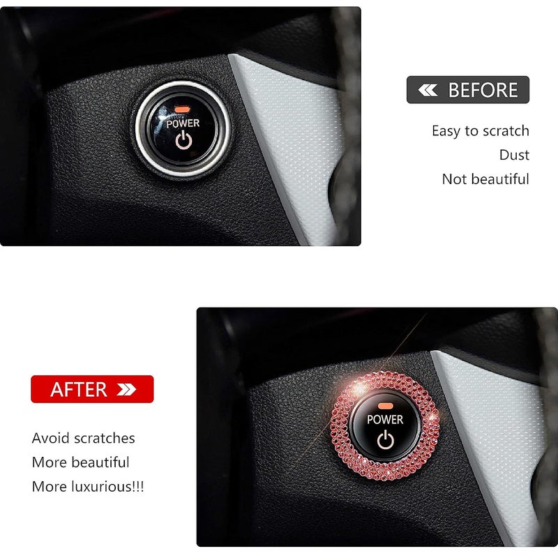 Murimt Bling Car Button Start Button Cover/Sticker for Wowen, Car Engine Start Stop Trim Ring, Shiny Crystal Rhinestone Key Ignition and Knob Ring (Diamond Red)… - Image 2
